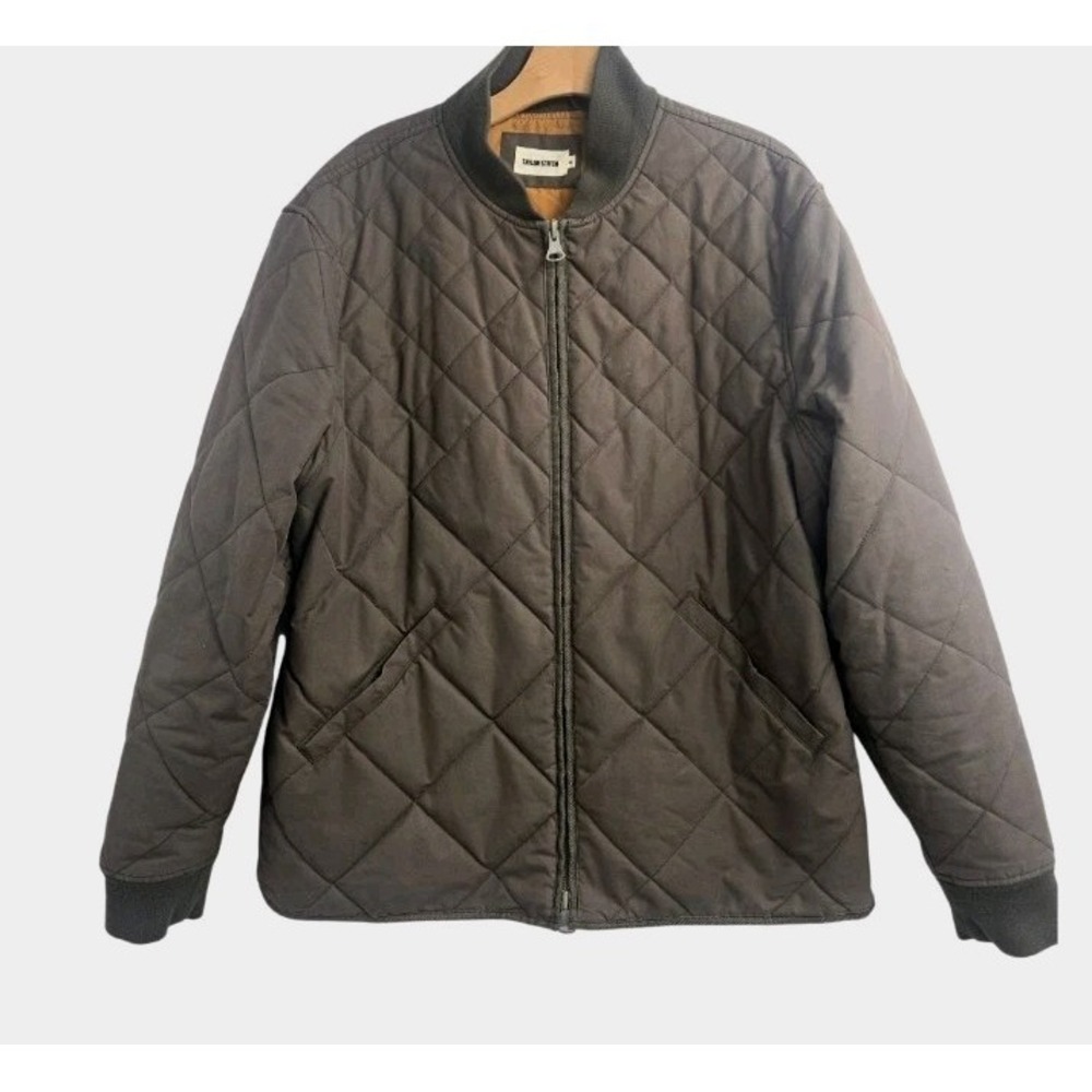 Taylor Stitch The Quilted Bomber Jacket Size 46  Espresso Organic Cotton Dry Wax